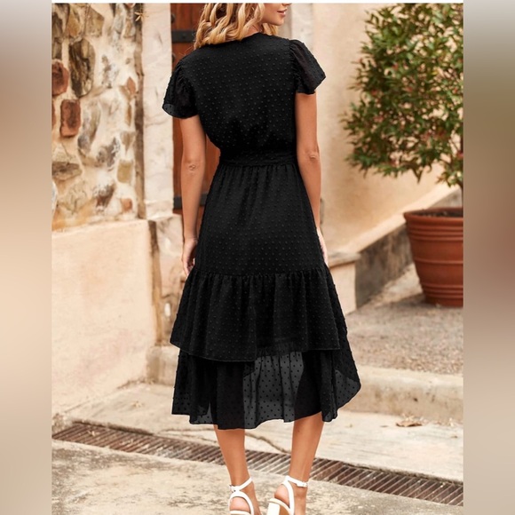 Boutique Swiss Dot Ruffle Swing Midi Dress - Picture 2 of 2